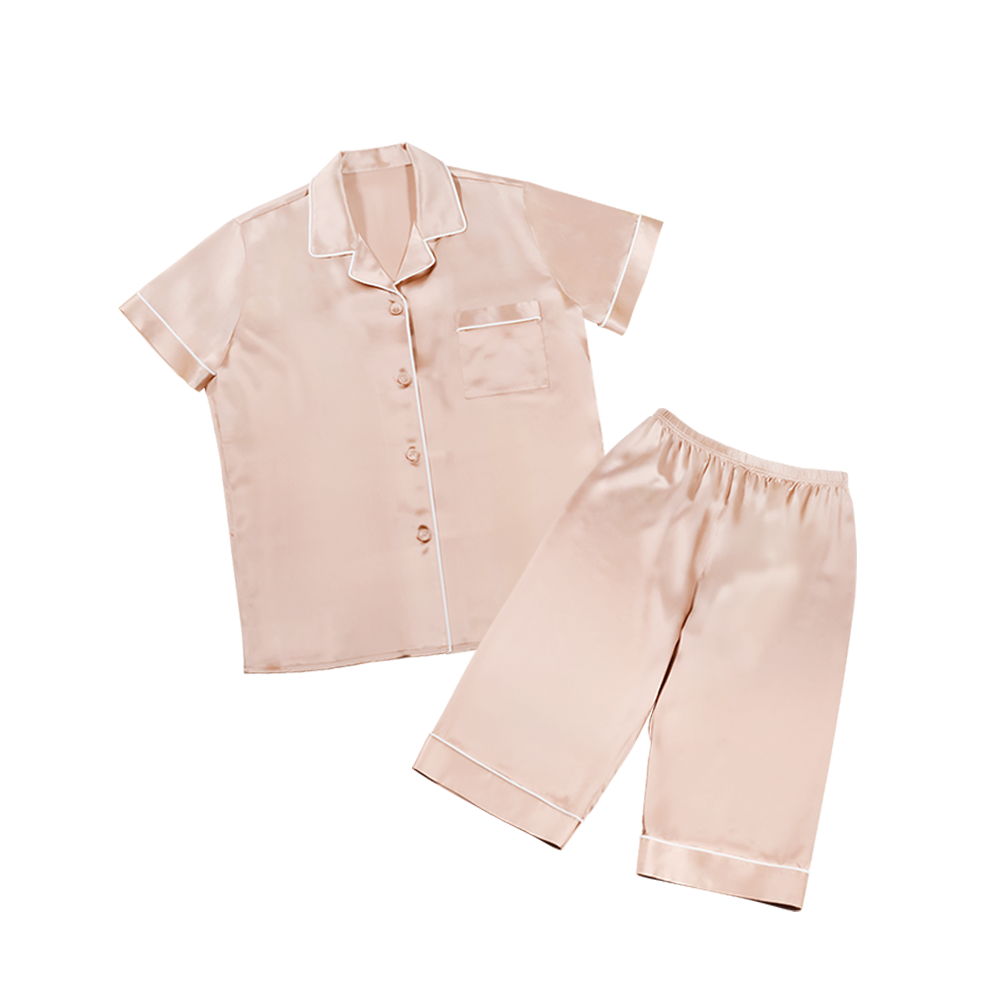 シルク レディースパジャマ(半袖上下セット)